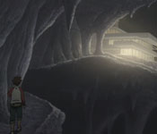 renton finding a mysterious house in a mine cavern